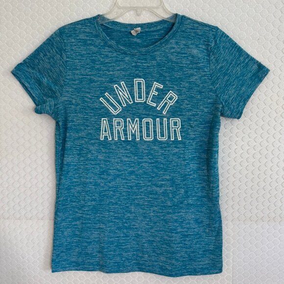 Under Armour Womens Blue Short Sleeve Heat Gear Tech Twist Graphic T-Shirt Sz M - Picture 3 of 6